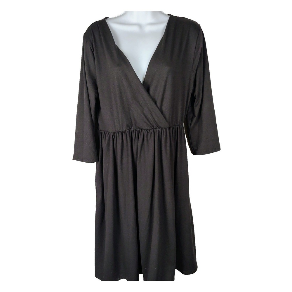 Zenana Black Surplice V-Neck Empire Waist Dress XL romantic goth sexy witch vamp